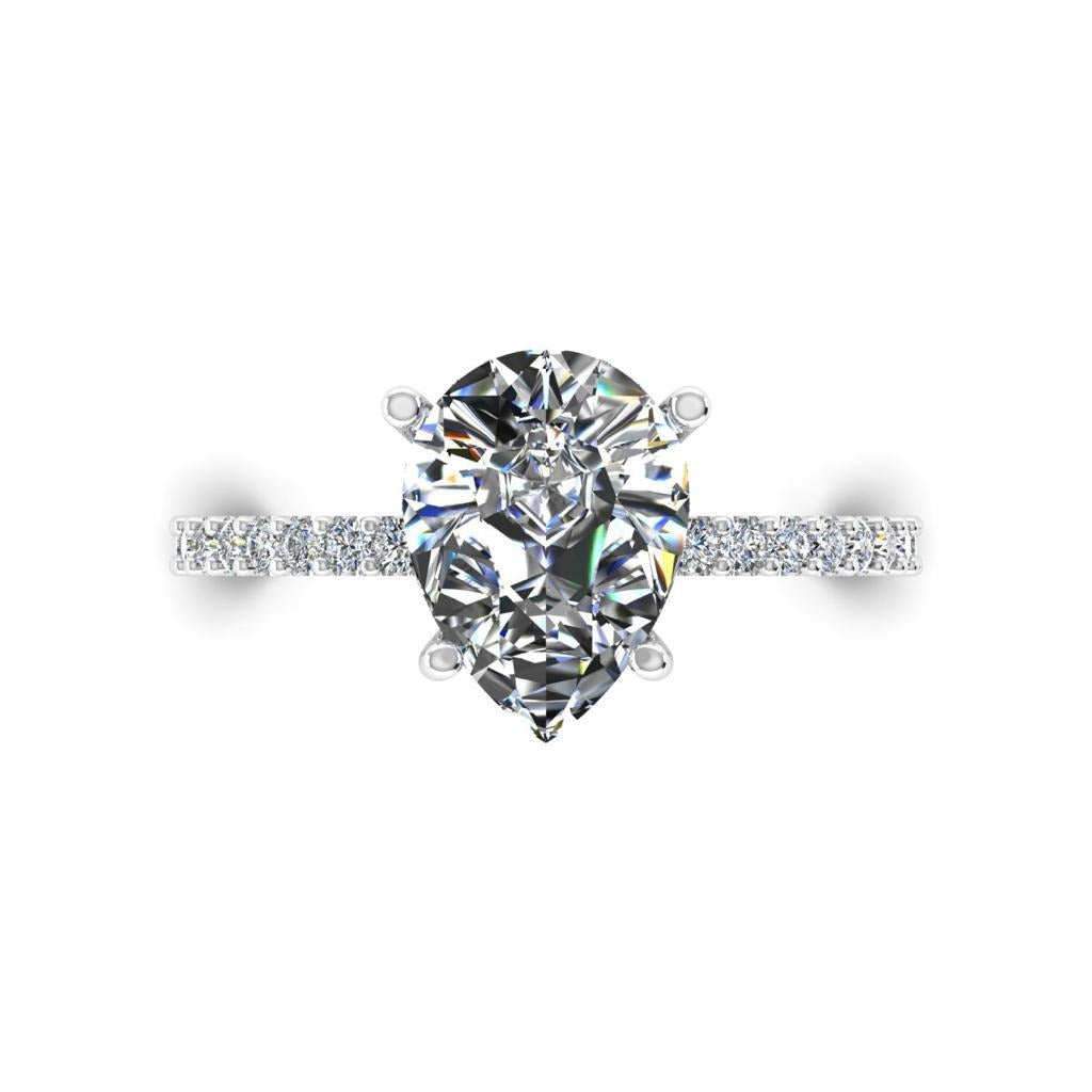 Pear Hidden-Halo Pave Solitaire — Engagement Ring Setting