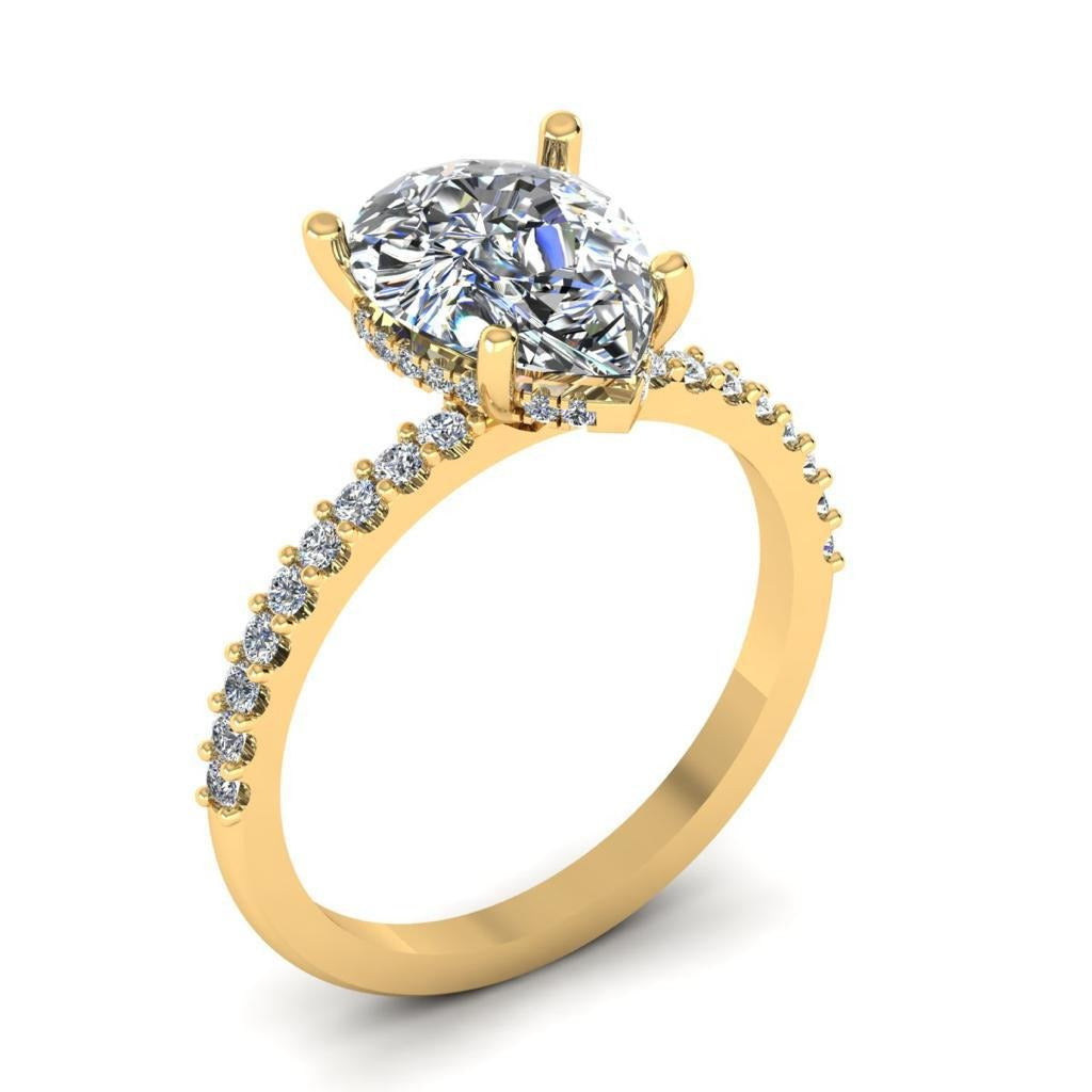 Pear Hidden-Halo Pave Solitaire — Engagement Ring Setting