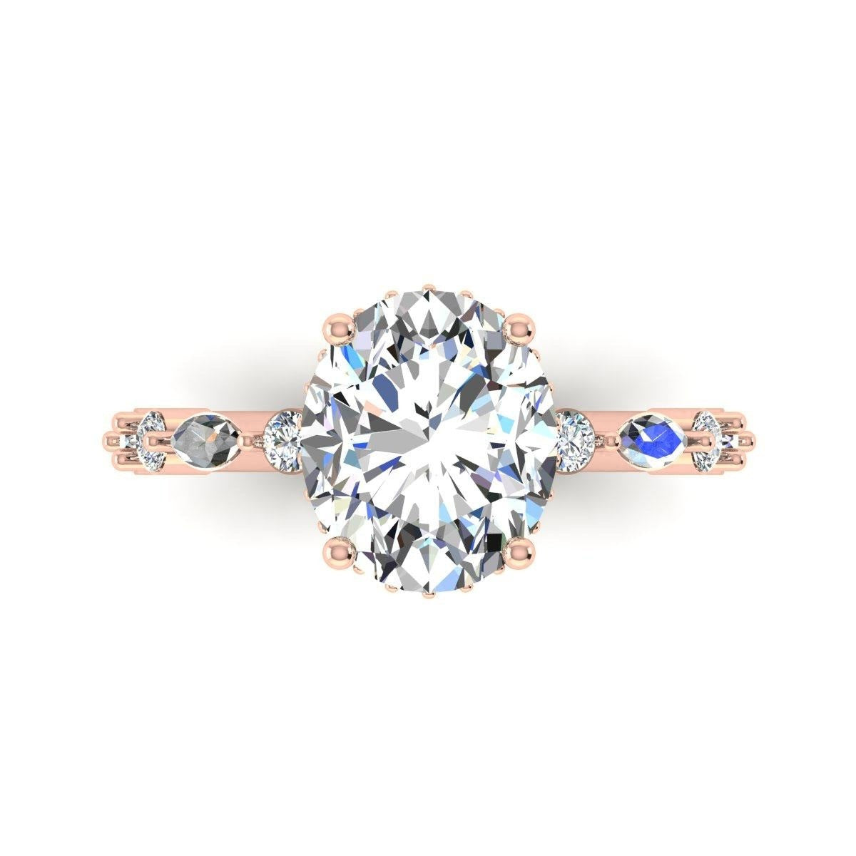 Oval Marquise-Accent Solitaire — Engagement Ring Setting