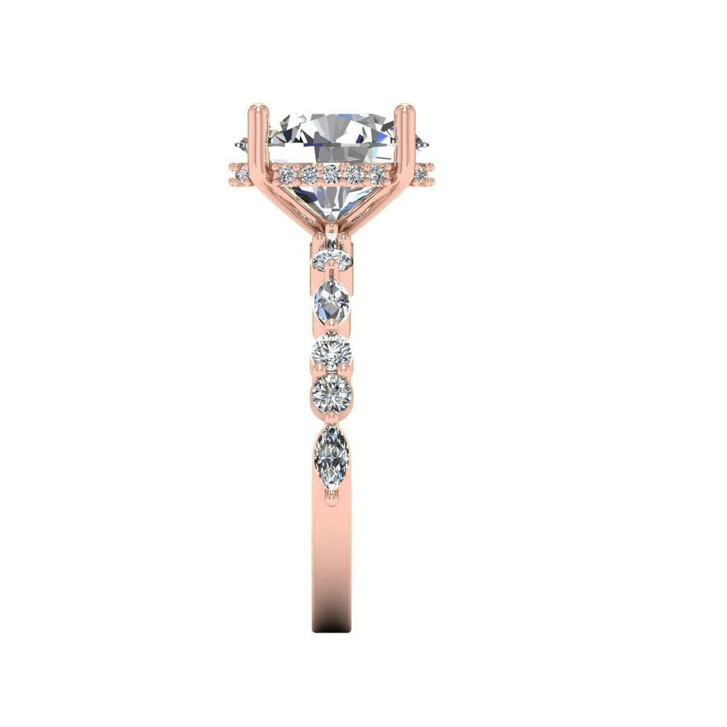 Oval Marquise-Accent Solitaire — Engagement Ring Setting