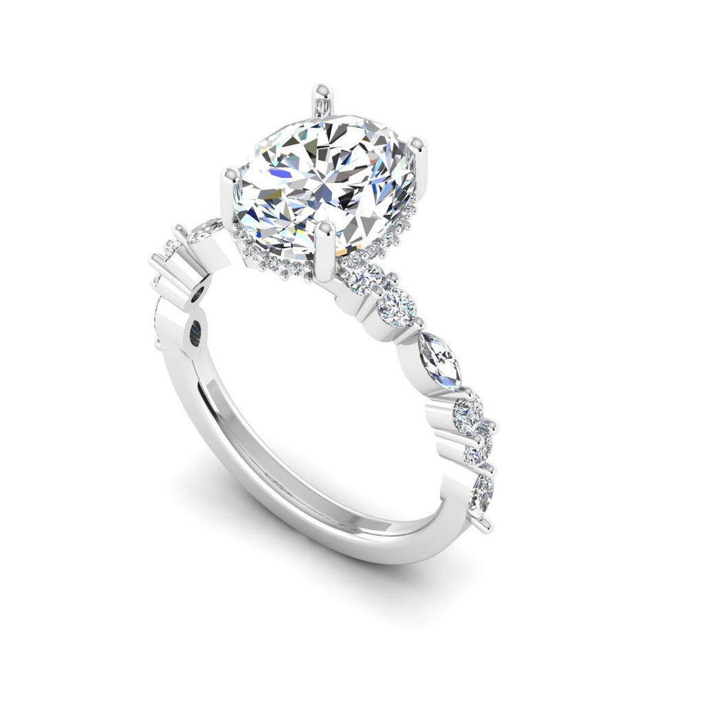 Oval Marquise-Accent Solitaire — Engagement Ring Setting