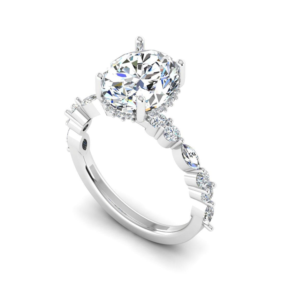 Oval Marquise-Accent Solitaire — Engagement Ring Setting