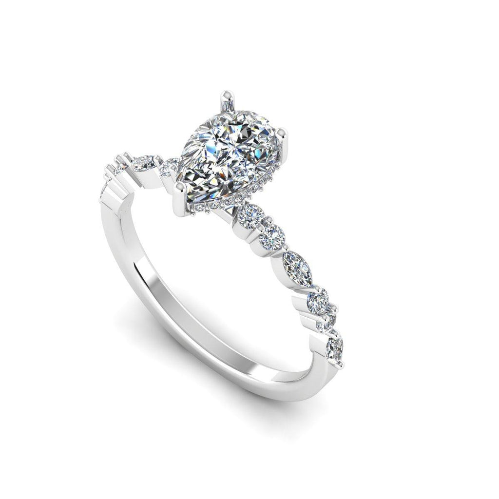 Oval Marquise-Accent Solitaire — Engagement Ring Setting