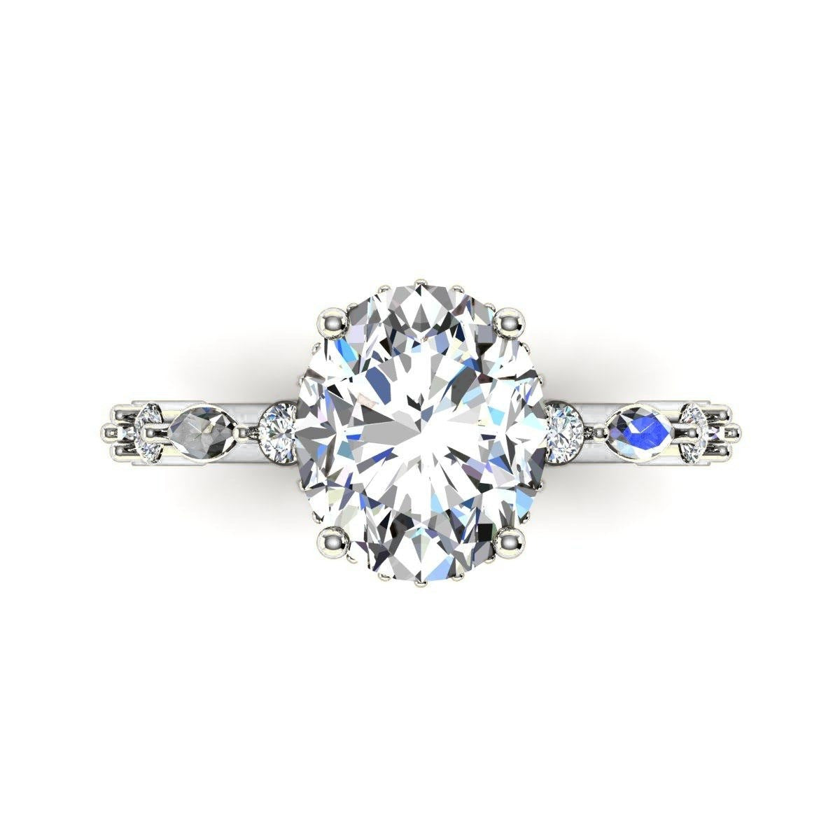 Oval Marquise-Accent Solitaire — Engagement Ring Setting