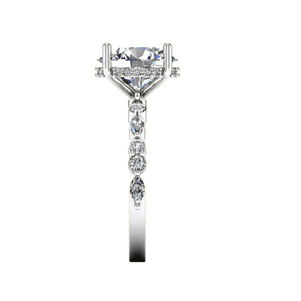 Oval Marquise-Accent Solitaire — Engagement Ring Setting