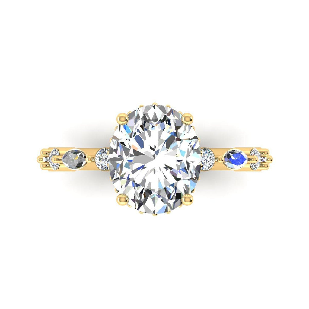 Oval Marquise-Accent Solitaire — Engagement Ring Setting