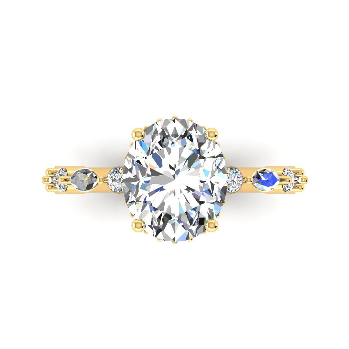 Oval Marquise-Accent Solitaire — Engagement Ring Setting