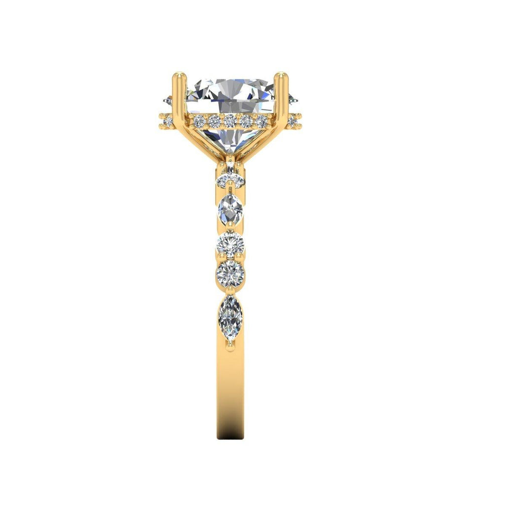Oval Marquise-Accent Solitaire — Engagement Ring Setting