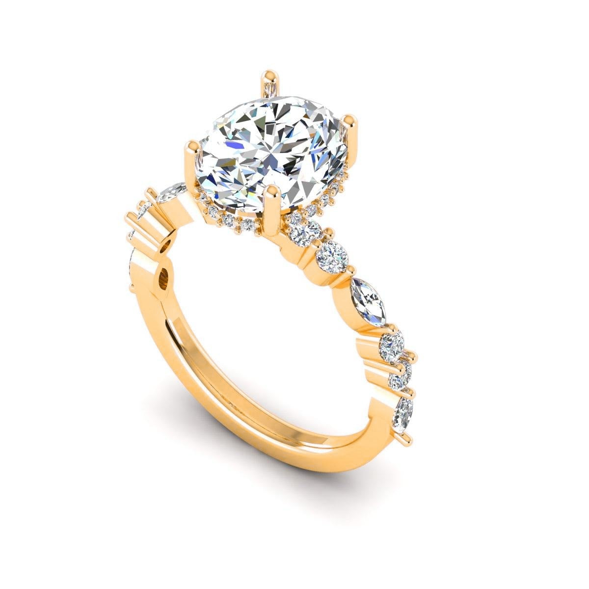 Oval Marquise-Accent Solitaire — Engagement Ring Setting