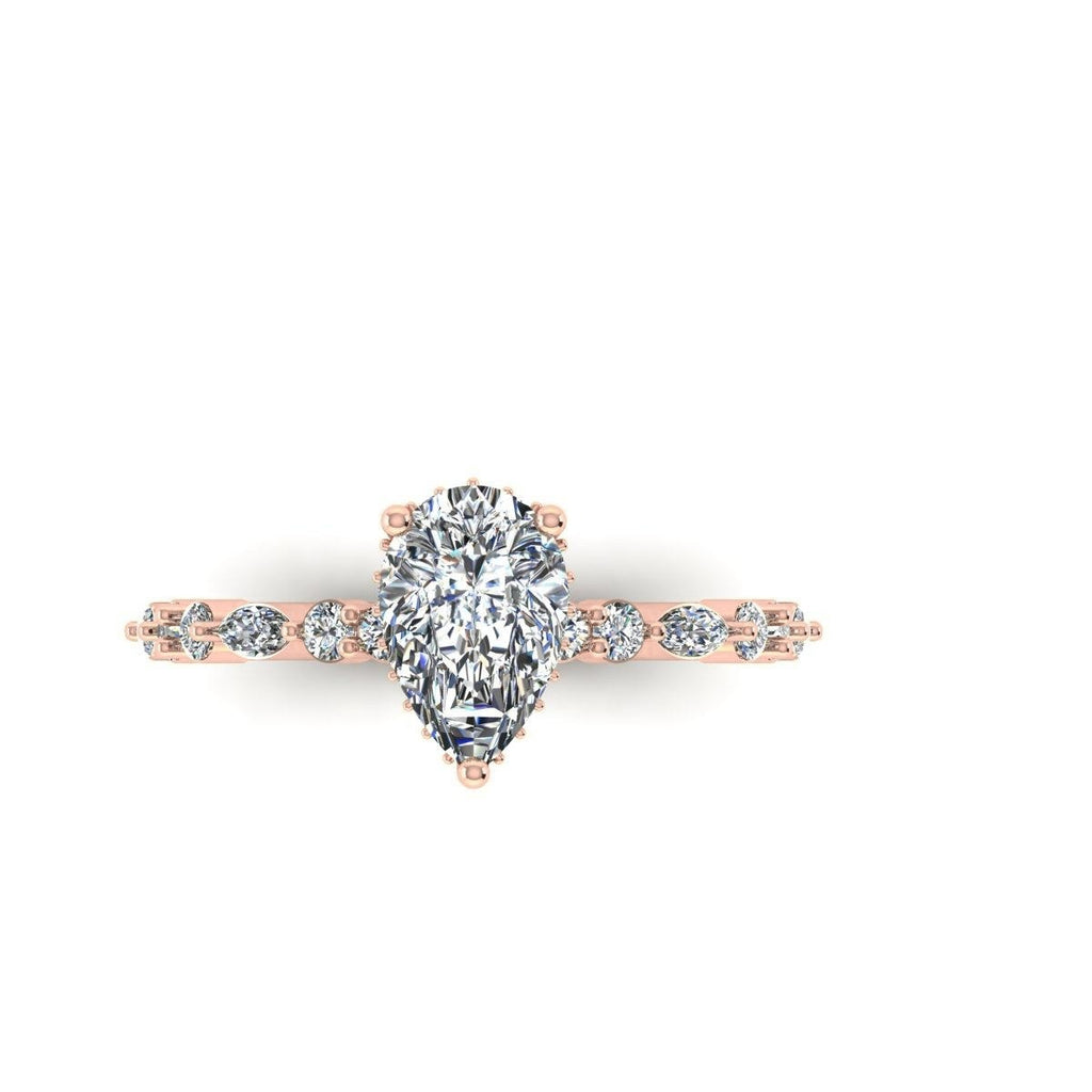 Pear Marquise-Accent Solitaire — Engagement Ring Setting