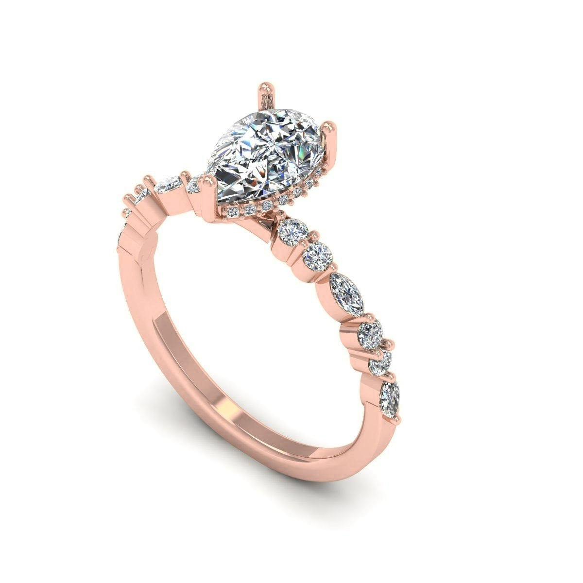 Pear Marquise-Accent Solitaire — Engagement Ring Setting