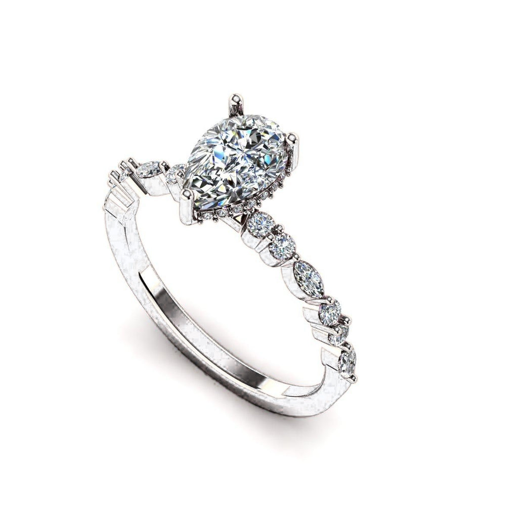 Pear Marquise-Accent Solitaire — Engagement Ring Setting