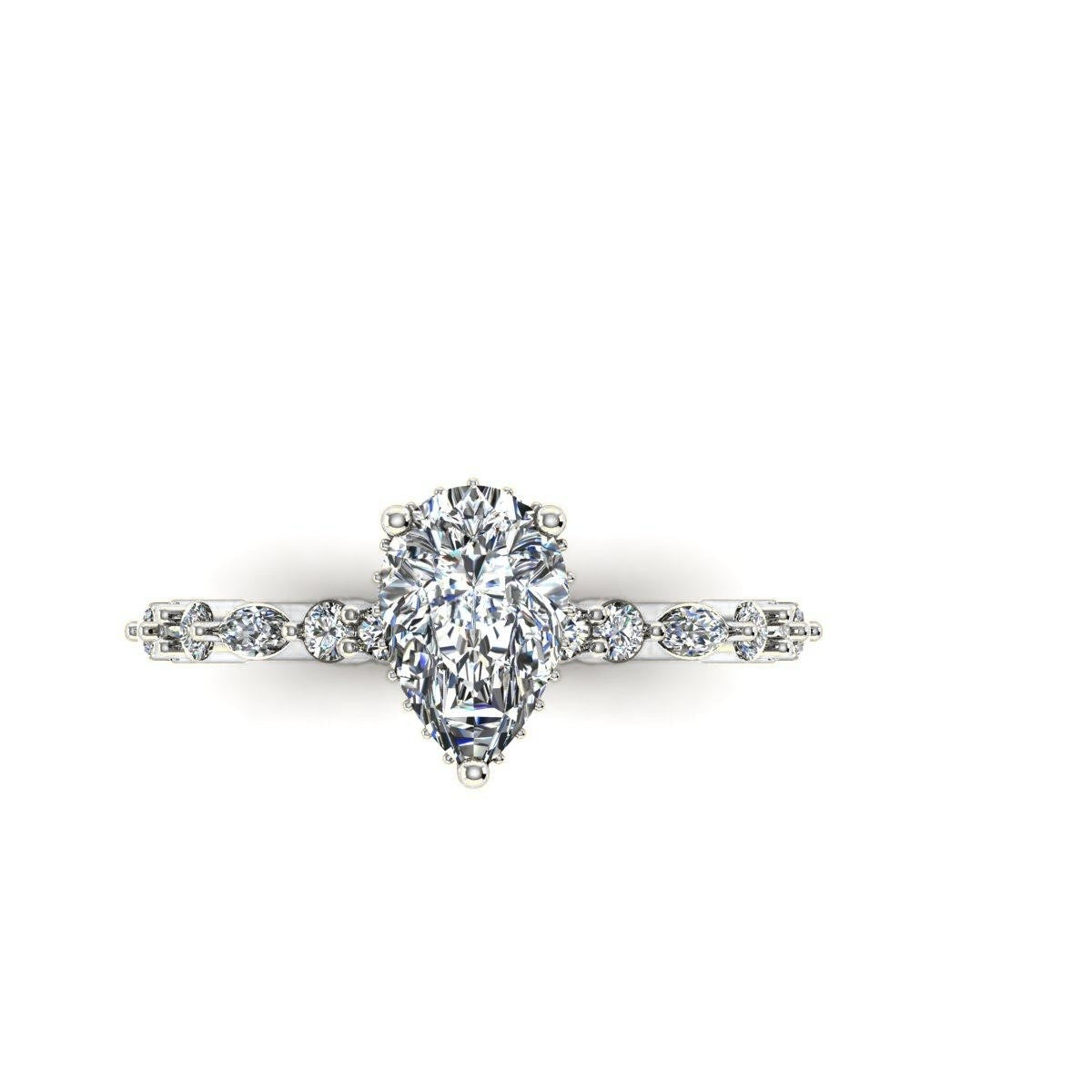 Pear Marquise-Accent Solitaire — Engagement Ring Setting