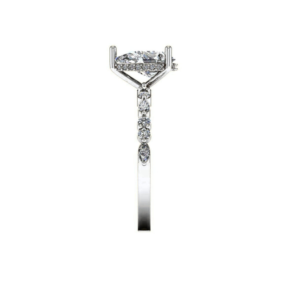 Pear Marquise-Accent Solitaire — Engagement Ring Setting