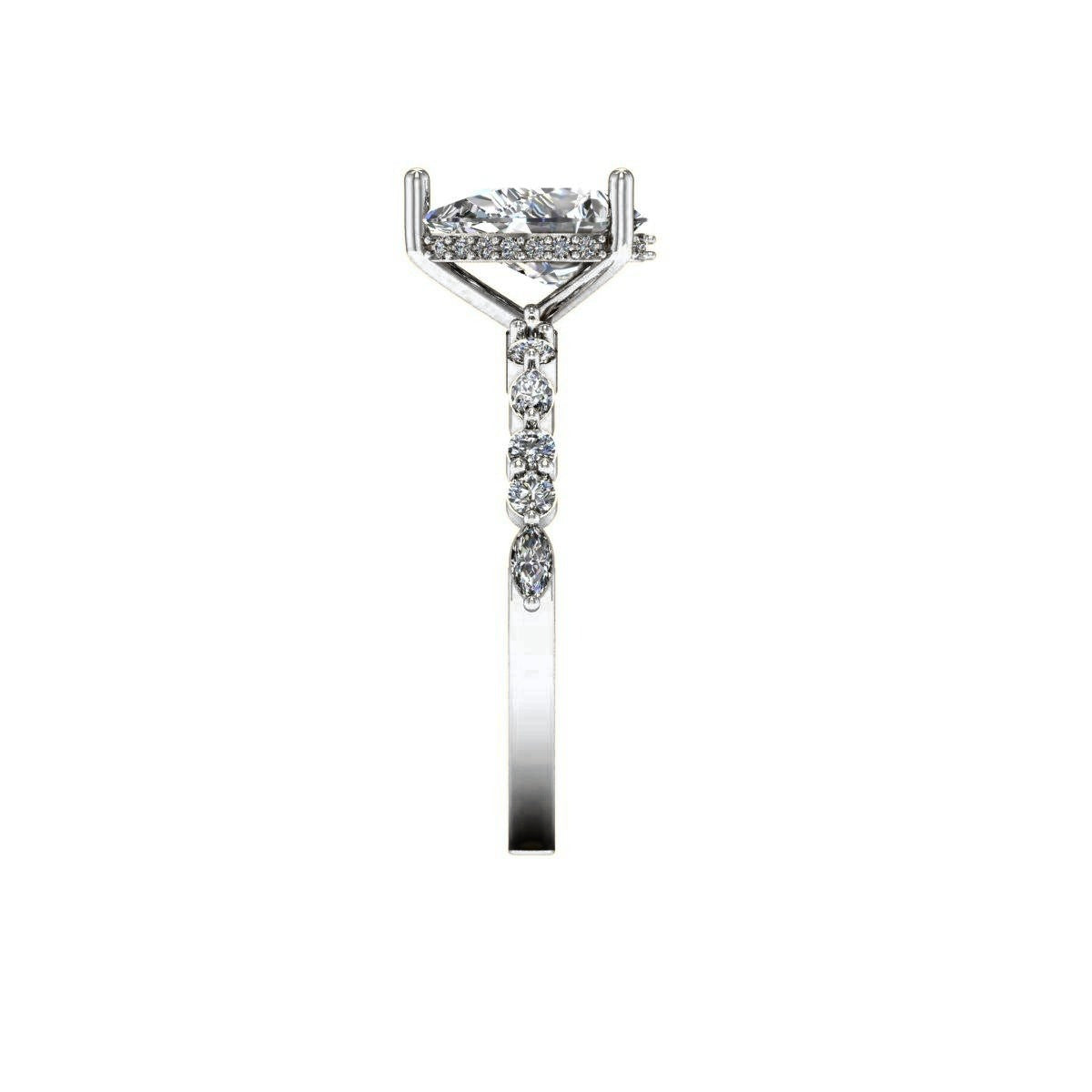 Pear Marquise-Accent Solitaire — Engagement Ring Setting