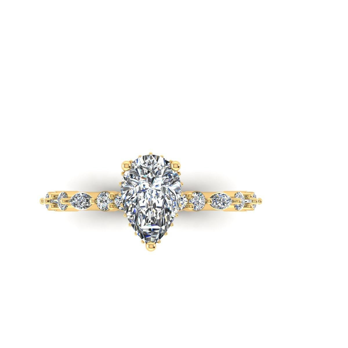Pear Marquise-Accent Solitaire — Engagement Ring Setting