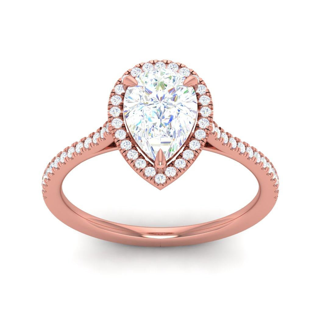 Pear Halo Pave — Engagement Ring Setting