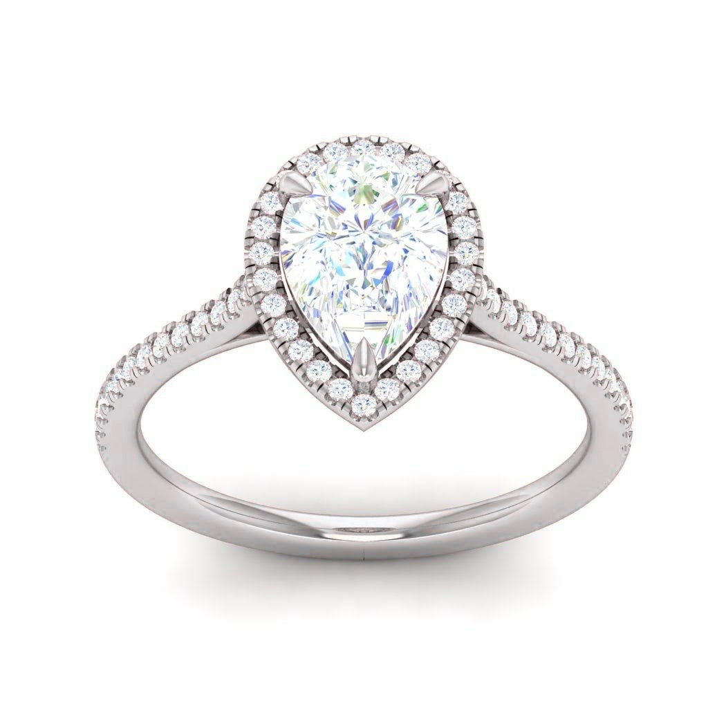 Pear Halo Pave — Engagement Ring Setting