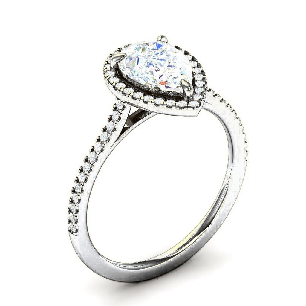 Pear Halo Pave — Engagement Ring Setting