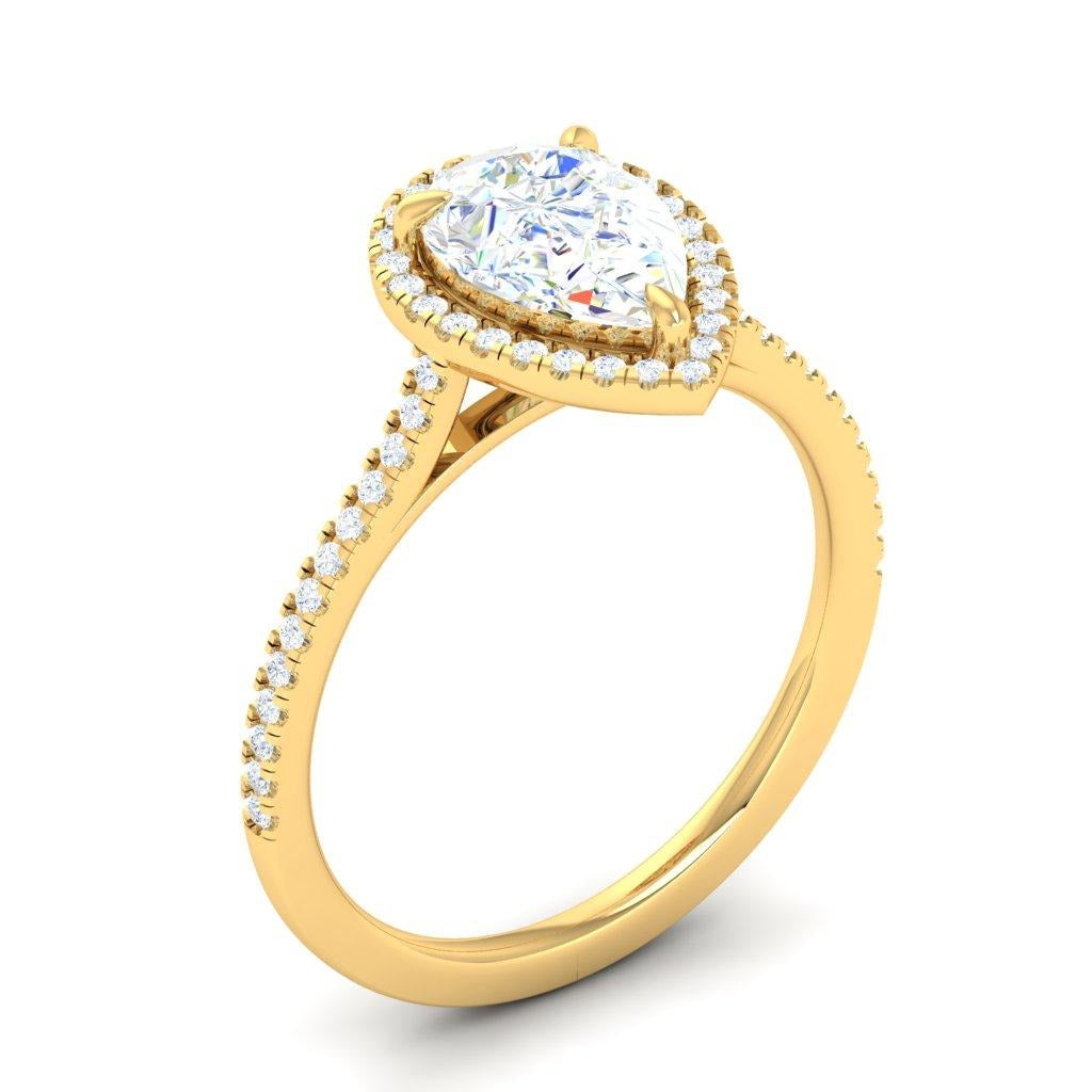 Pear Halo Pave — Engagement Ring Setting