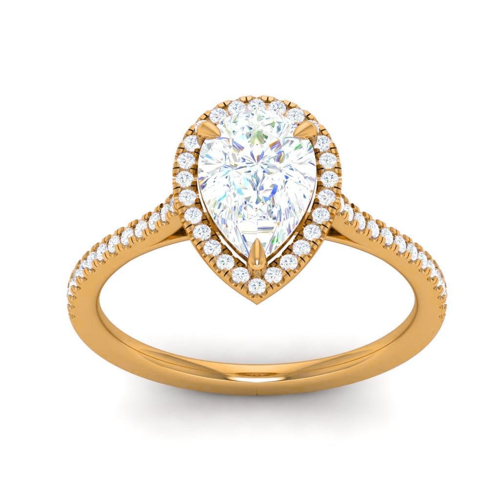 Pear Halo Pave — Engagement Ring Setting