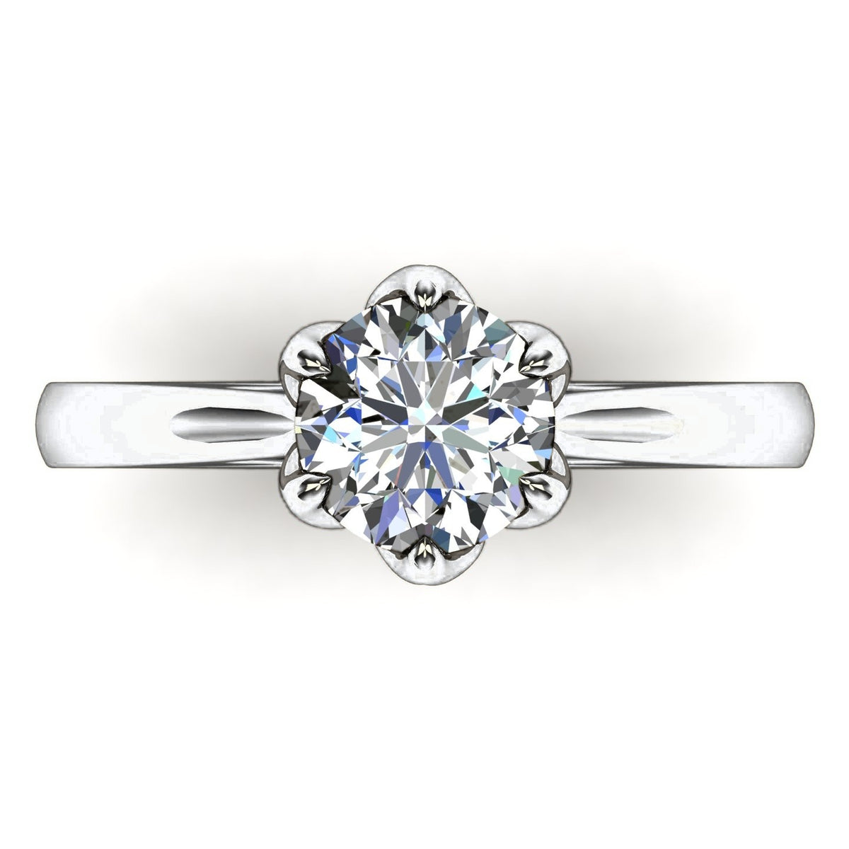 Round Tulip Solitaire — Engagement Ring Setting