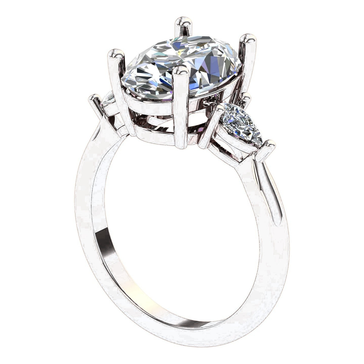 Oval & Pear Three-Stone — Engagement Ring Setting