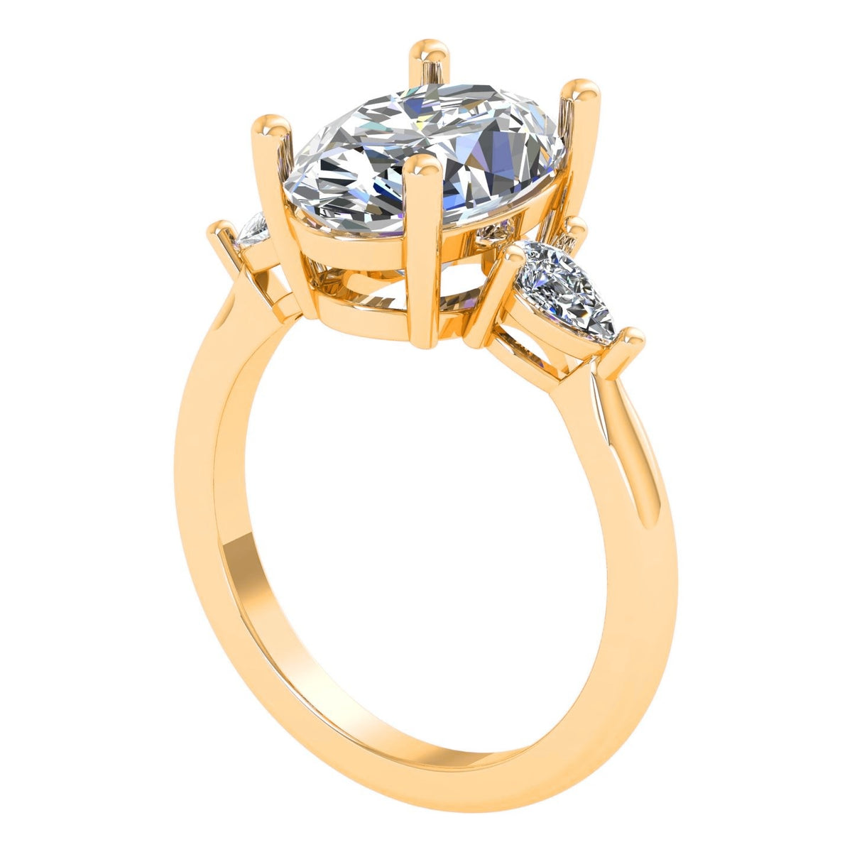 Oval & Pear Three-Stone — Engagement Ring Setting