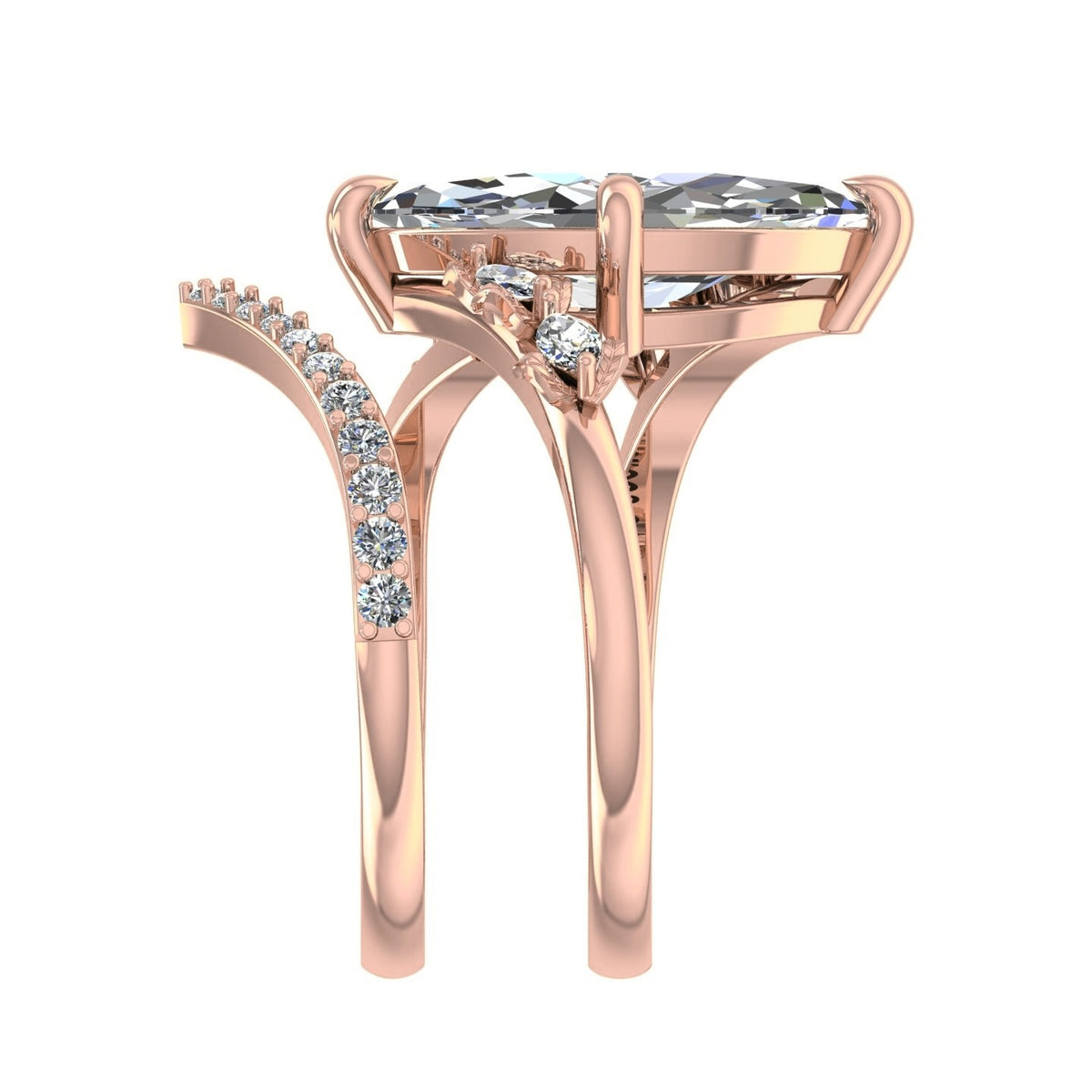 Marquise Bypass Matching Band — Wedding Band