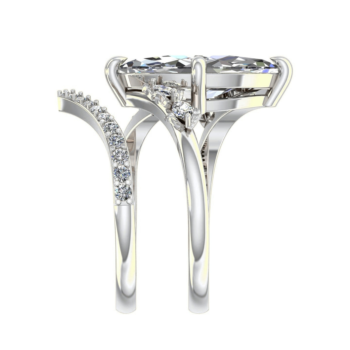 Marquise Bypass Matching Band — Wedding Band