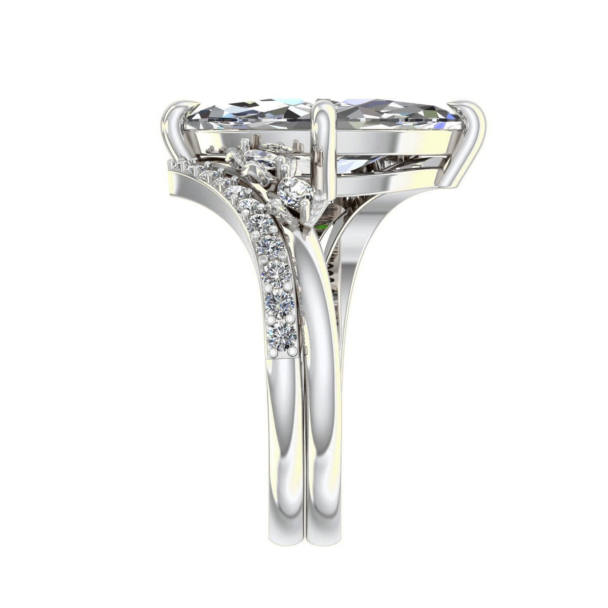 Marquise Bypass Matching Band — Wedding Band